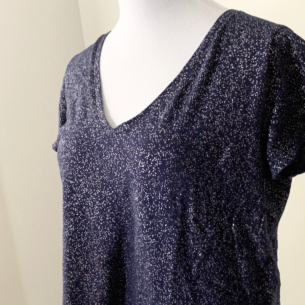 Merona XXL vneck tshirt, navy w silver